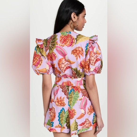 FARM Rio Lilac Beaks & Bananas V Neck Romper NWOT - Picture 8 of 16